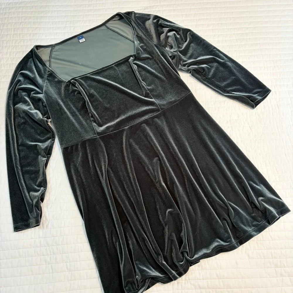 old navy green long sleeve dress | Dresses | Old Navy Velvet Square Neck Fit Flare Mini Womens 2x PREFALL SOLIDS